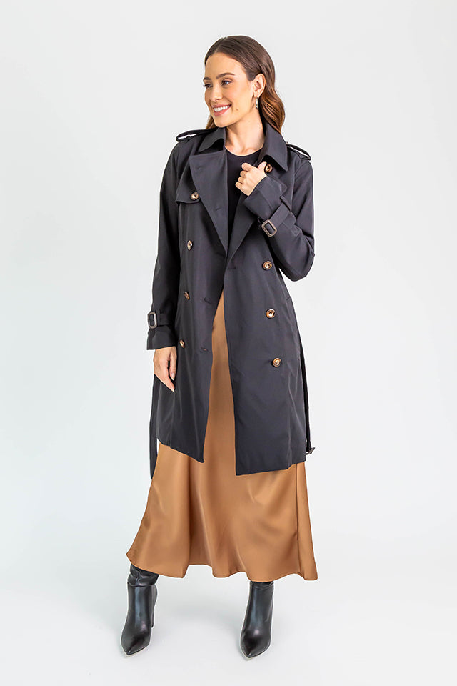 Mid Length Trench Coat L Black