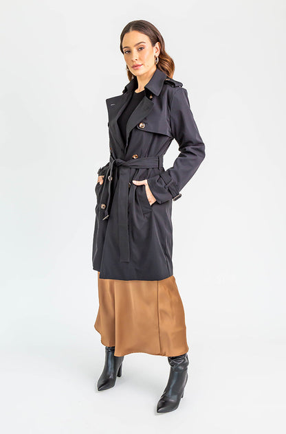 Mid Length Trench Coat M Black