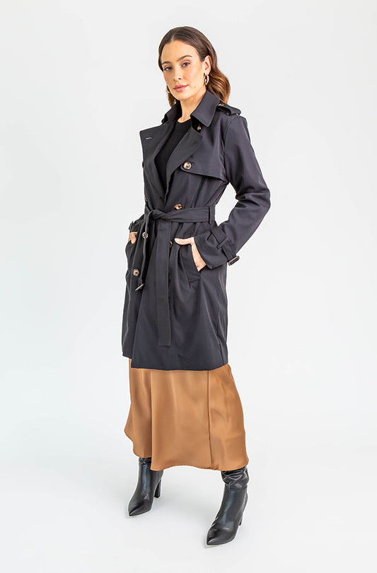 Mid Length Trench Coat M Black