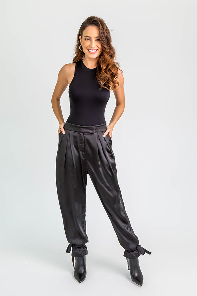 Ankle Tie Trouser Small Black