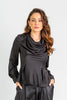 Satin Cowl Neck Blouse Black