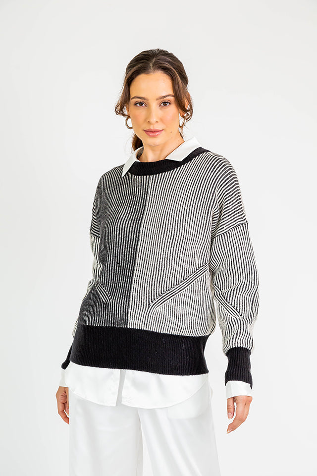 Multiway Striped Sweater M Black