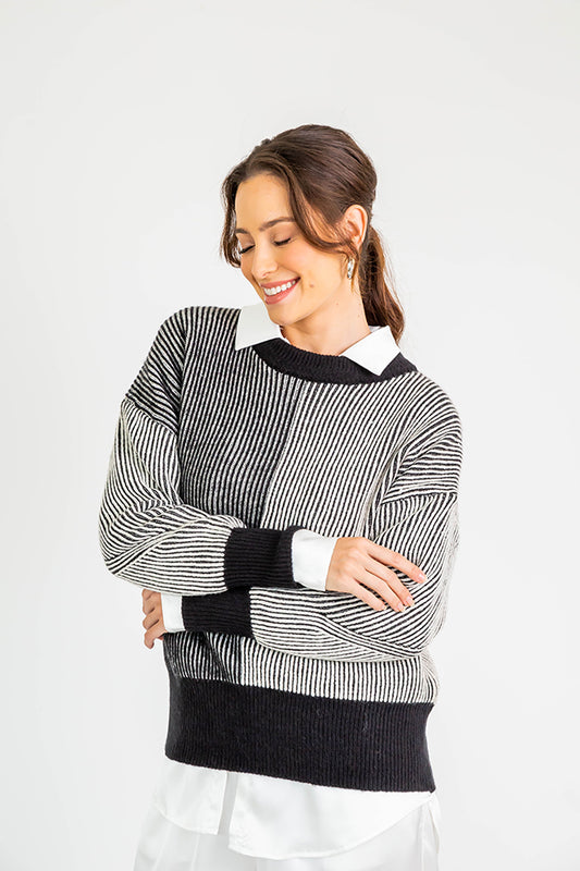 Multiway Striped Sweater S Black